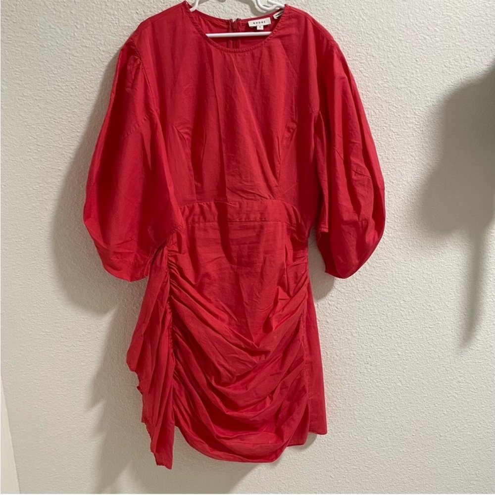 Rhode coral puff sleeve dress
